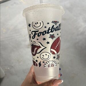 Plastic glitter Football Themed Tumbler